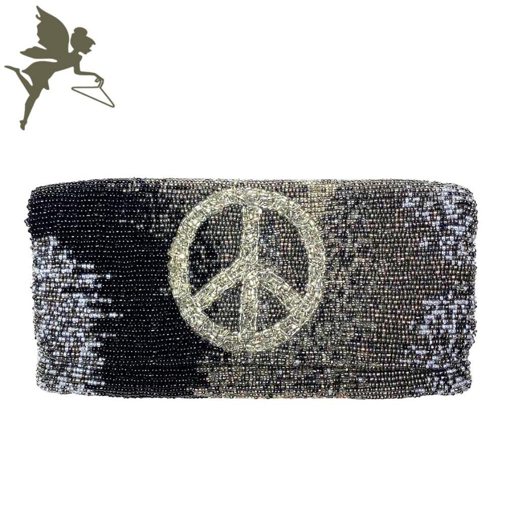 MOYNA Seed Bead Ombre Peace Clutch
